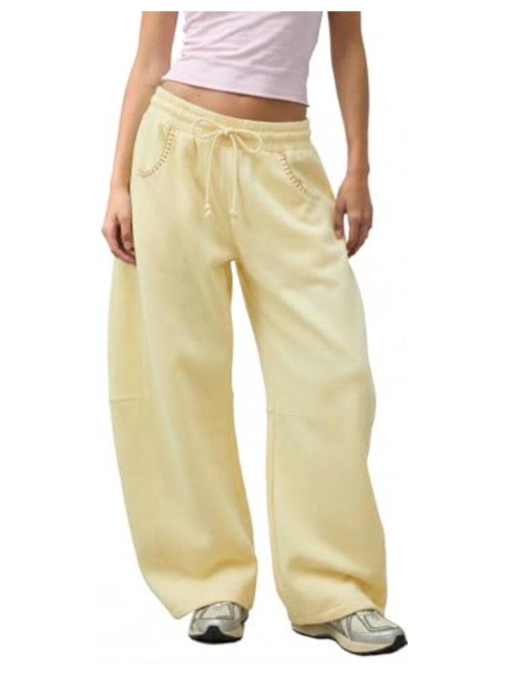 Barrel Sweatpants Women Baggy Drawstring Curved Wide Leg Lounge Gym Joggers